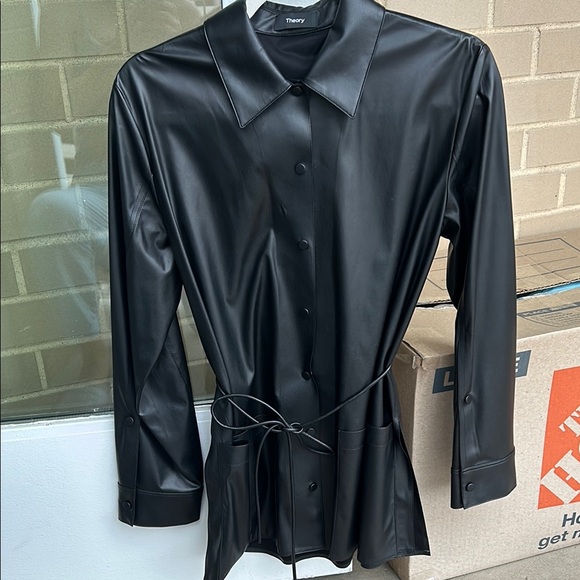 Theory Black Leather Jacket/Top/Dress